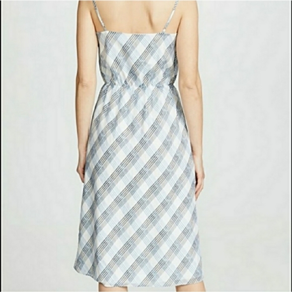 Joie Abiah Blue White Plaid Silk Midi Dress XXS - Picture 4 of 7